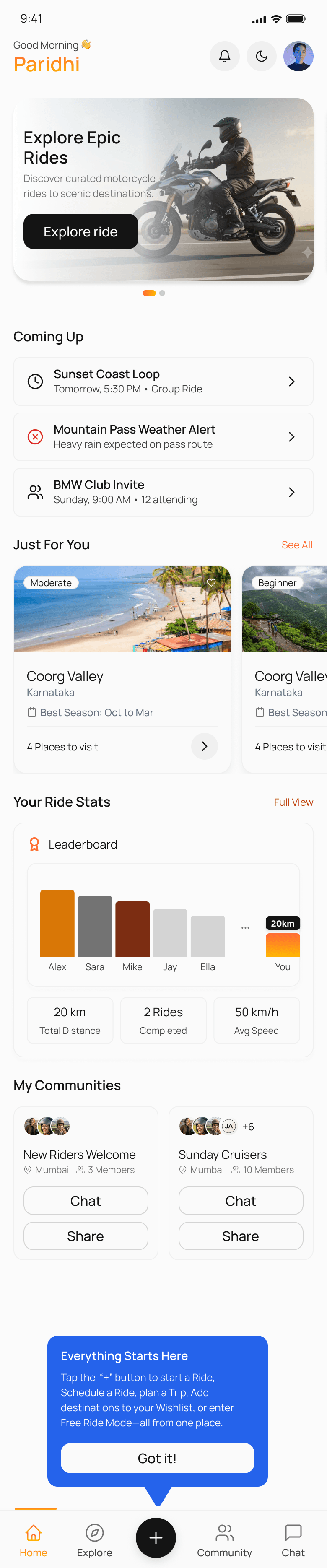 Trilyt app — explore and join rides